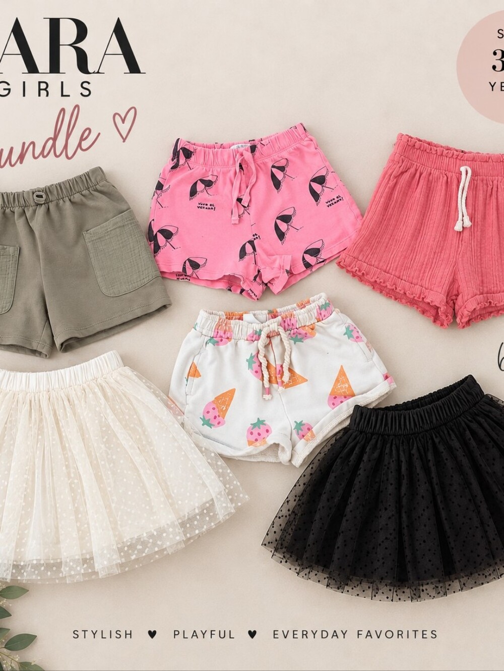 Zara Girls 6 Piece Shorts & Skirts Bundle Size 3-4Y